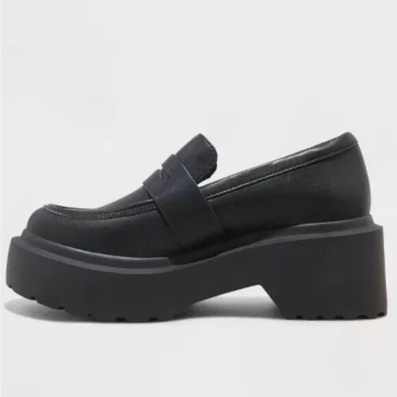 New Wild Fable Lacey Loafer Flats black lug chunky sole platform penny NWT 8.5 - Picture 2 of 6